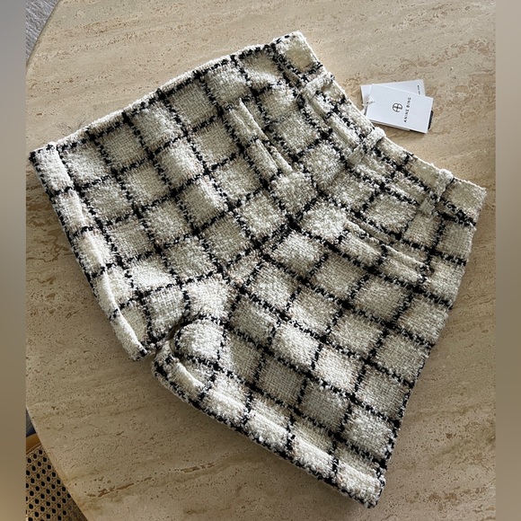 NWT Anine Bing Becky plaid tweed shorts size 38 - Picture 4 of 7